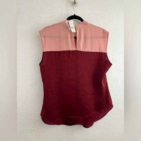New York & Company Pink/Burgundy Color Block Mock Neck Top size L - Picture 3 of 5